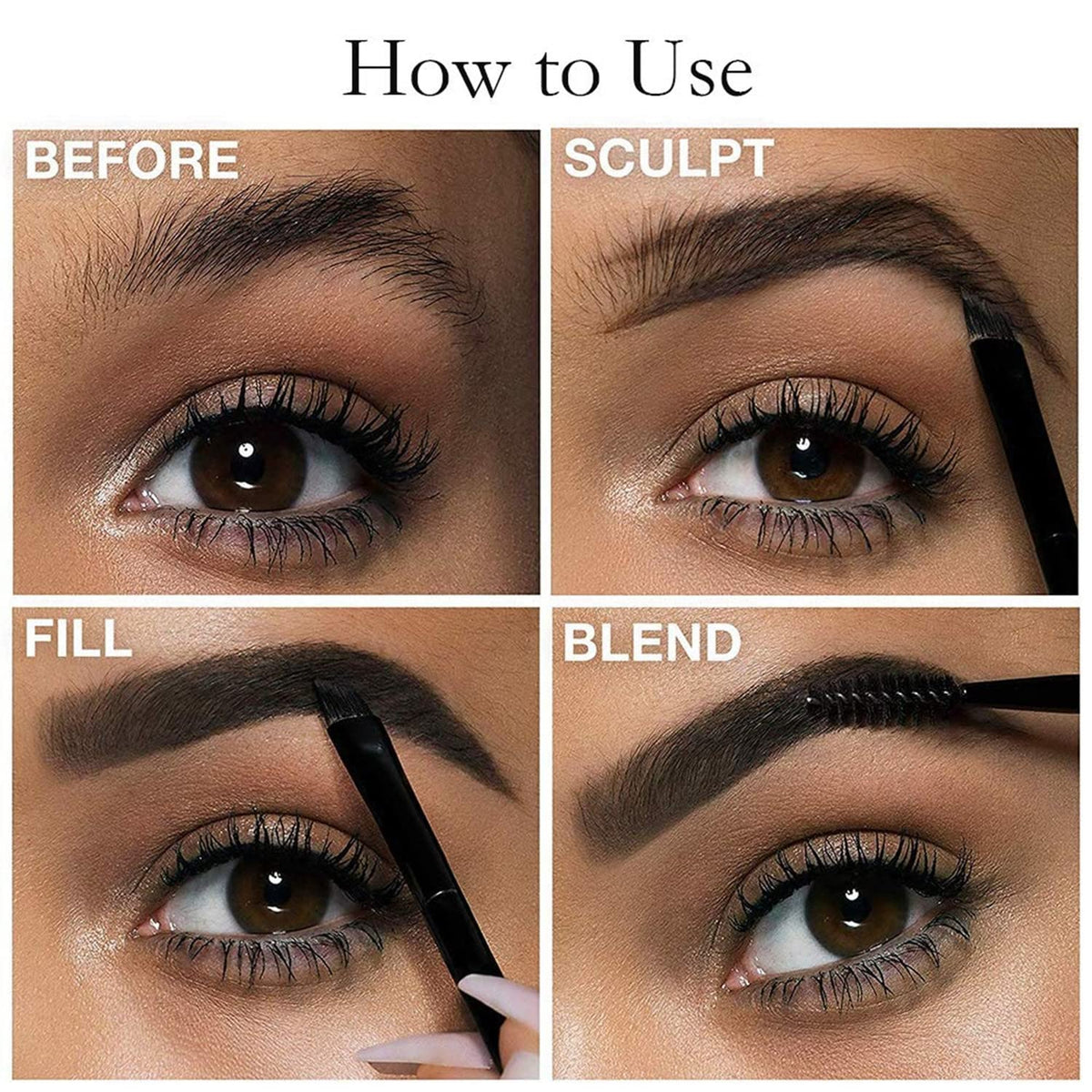 MAEPEOR before and after brow application demonstrating fuller natural look benefit