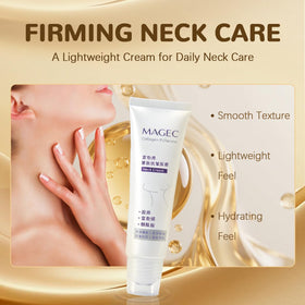 Magec Cream application on neck demonstrating gentle lifting benefit