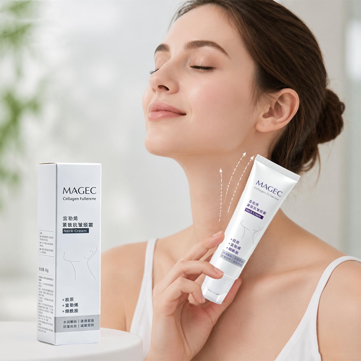 Magec Cream label and ingredients panel highlighting fullerene benefit