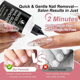 MAGIC ARMOR before and after press-on removal, leaves nails residue-free
