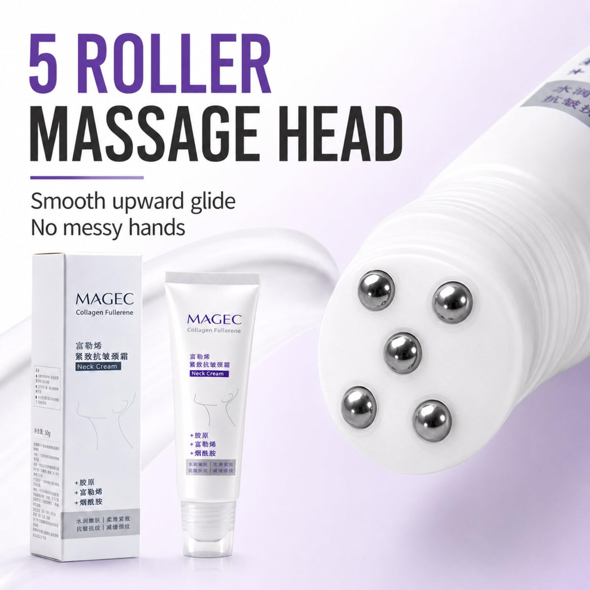 Generic Magic Collagen five-roller close-up showing metal head and targeted cooling