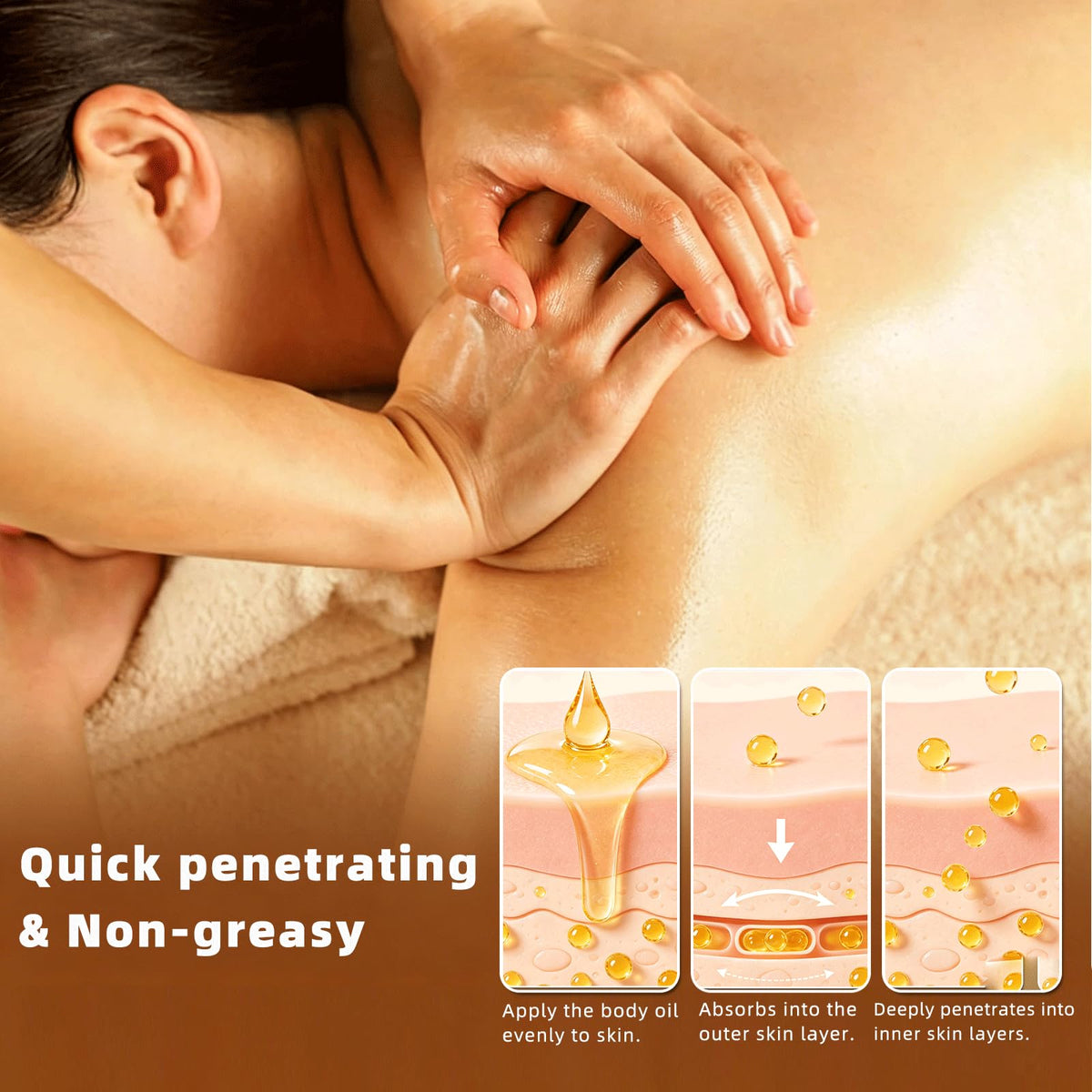 MAGIC LUXE OIL label detail highlighting natural ingredients and collagen focus