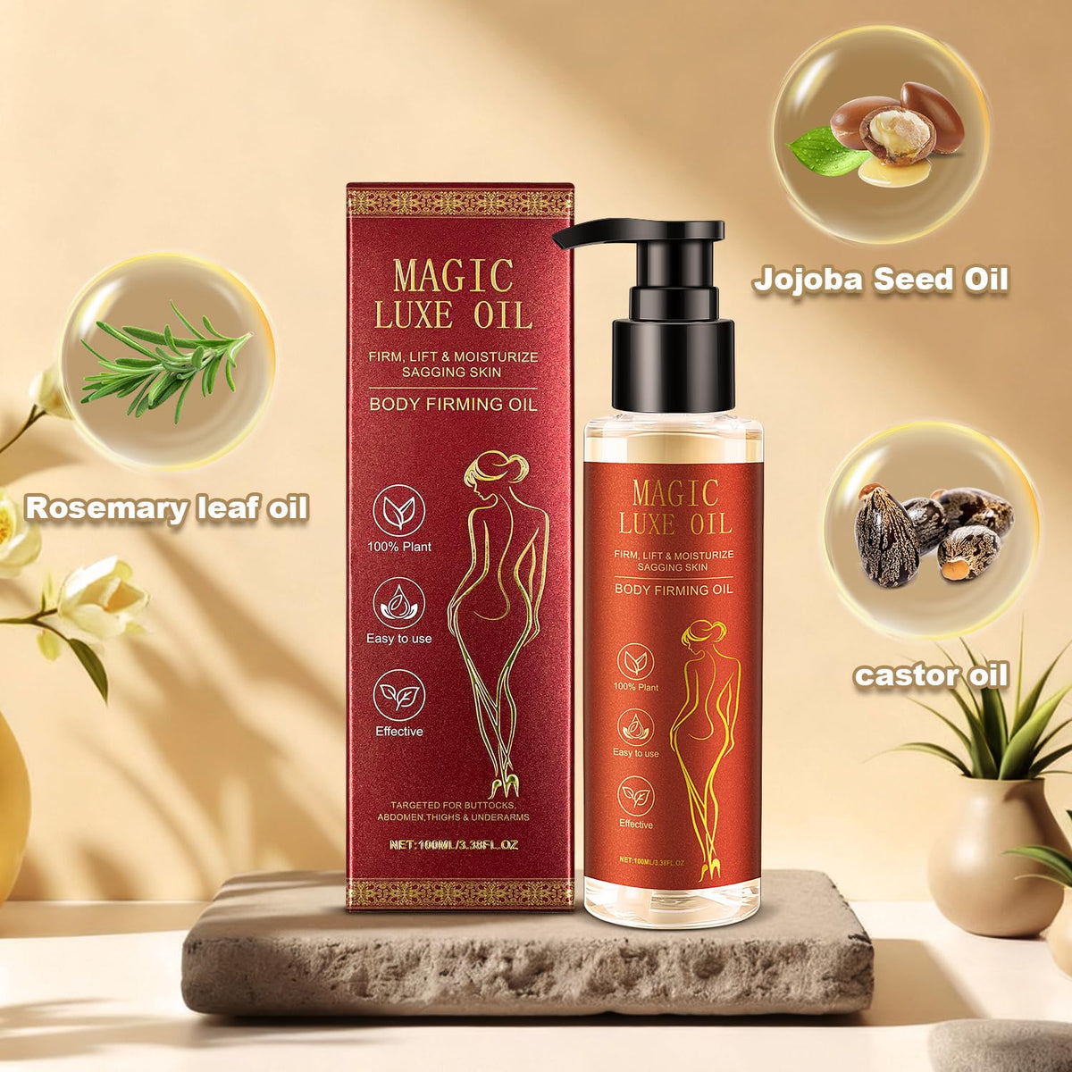 MAGIC LUXE OIL pump dispensing oil to highlight easy control and no-waste use