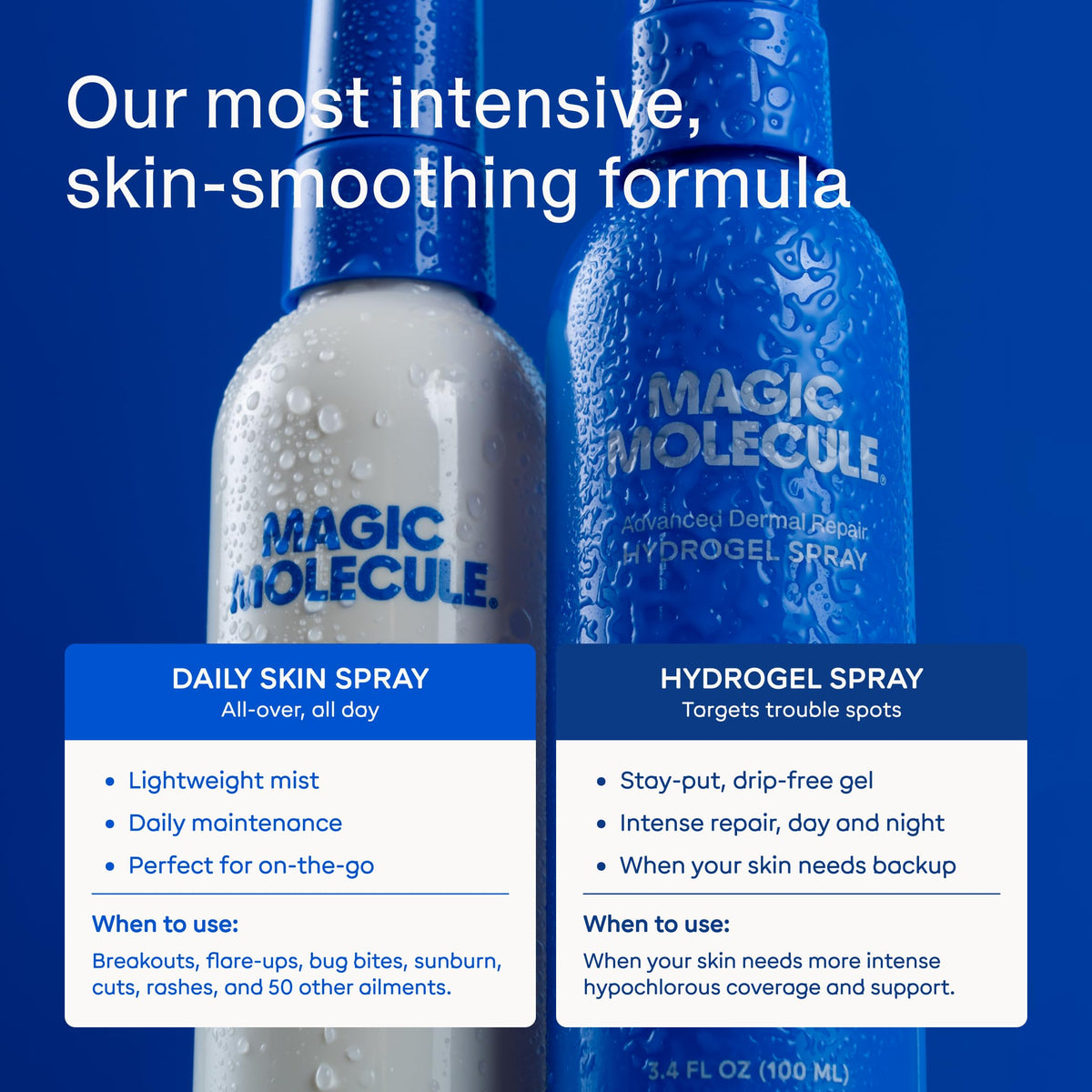 Magic Molecule bottle beside a credit card to show compact 3.4 oz travel size