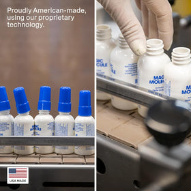 Magic Molecule travel bottle inside toiletry bag for convenient hygiene on trips