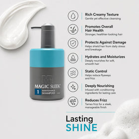 MagicSleek before and after hair image showing reduced frizz and improved manageability