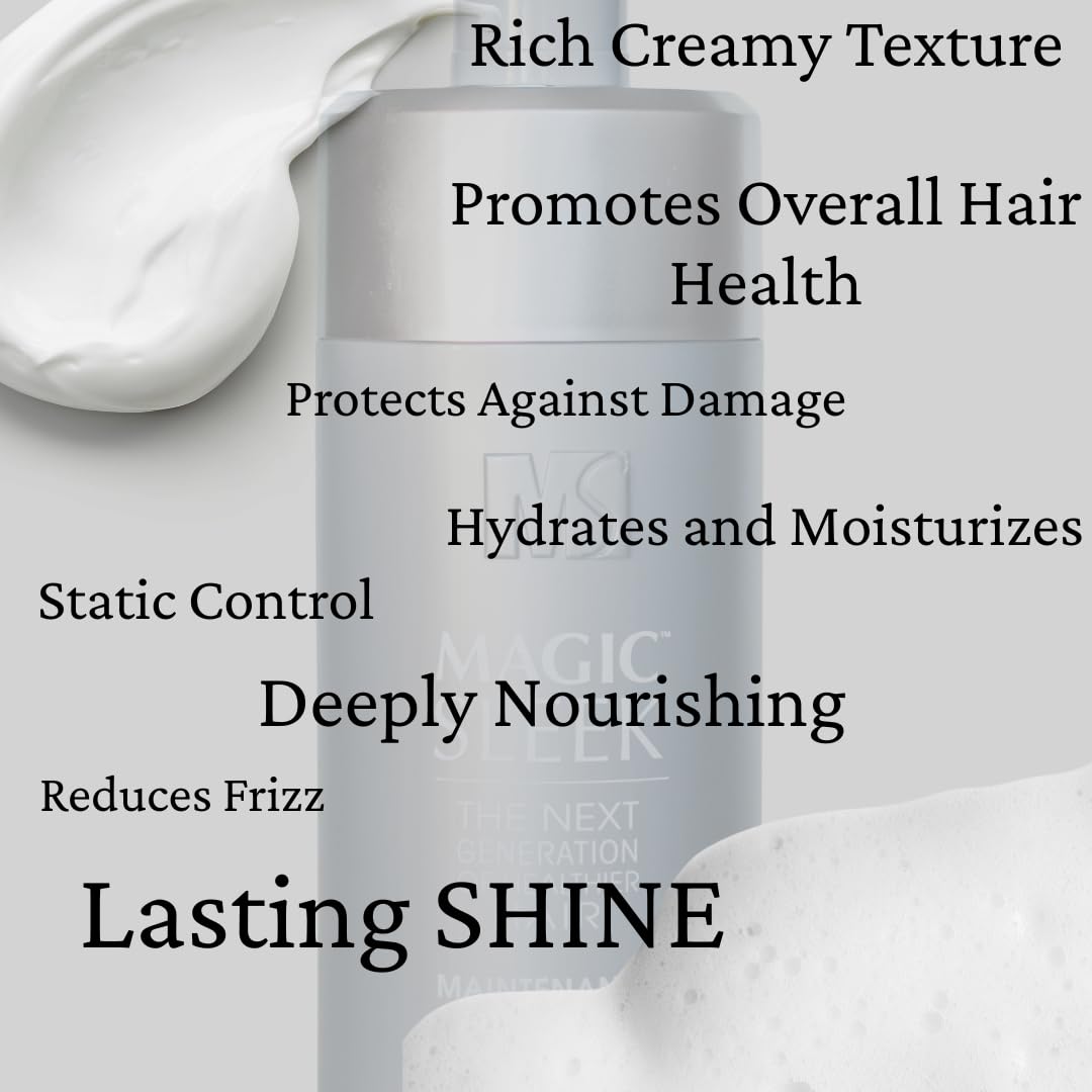 MagicSleek shampoo in hand in the shower illustrating easy daily use and frizz control
