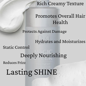 MagicSleek shampoo in hand in the shower illustrating easy daily use and frizz control