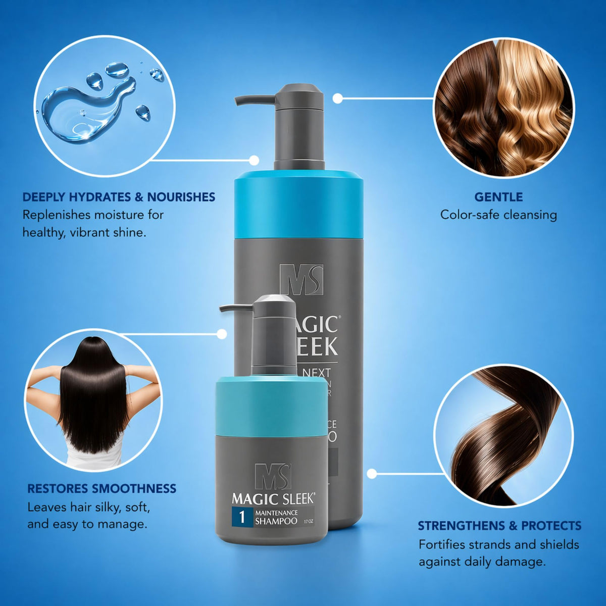 MagicSleek lather on wet hair demonstrating gentle cleansing and frizz-reducing foam