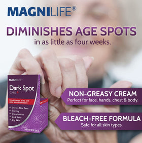 Person applying MagniLife to face and hands demonstrating simple daily use