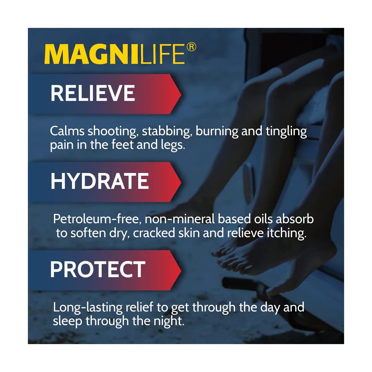 MagniLife lifestyle bedside use showing nighttime moisturizing for better rest