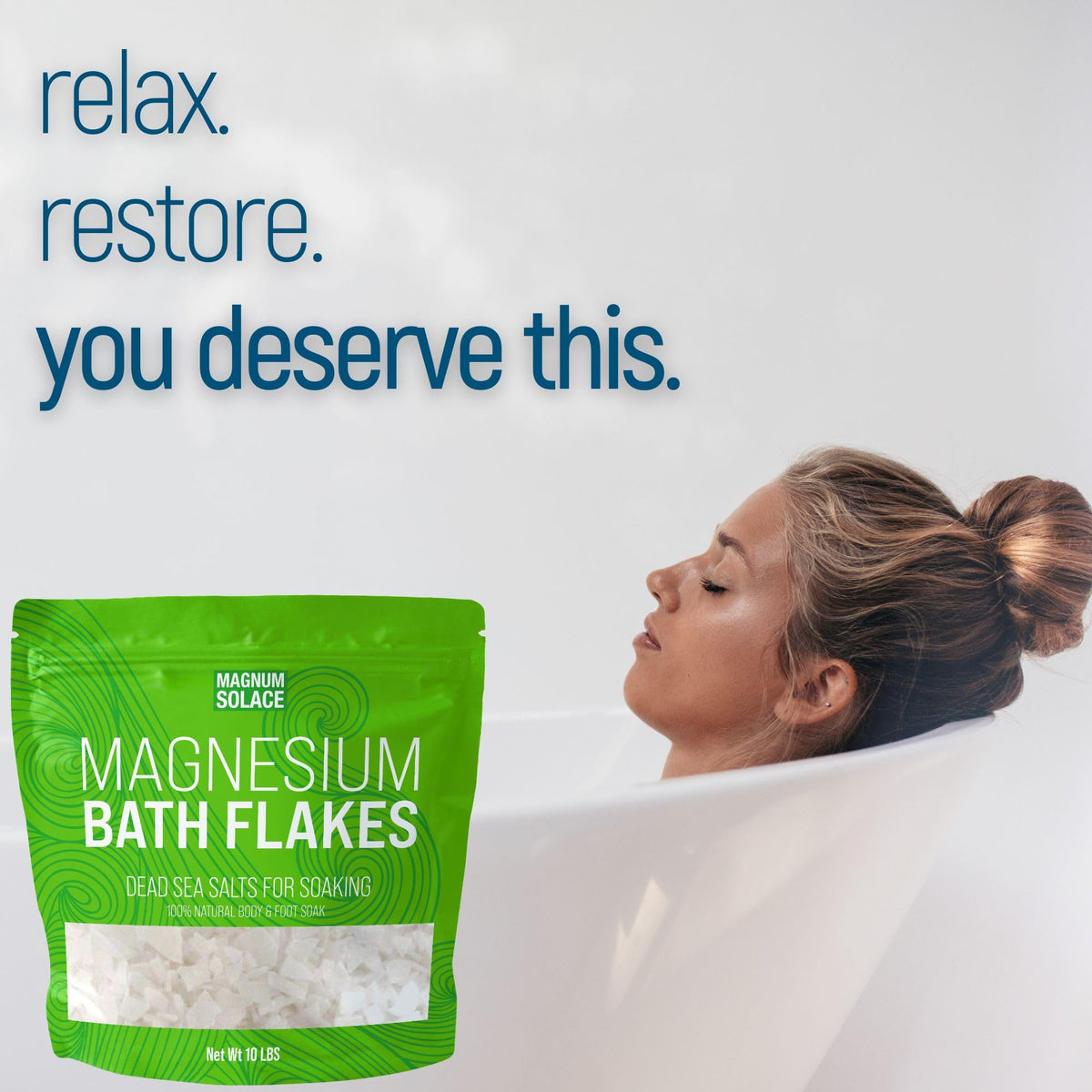 Magnum Solace close-up of magnesium flakes texture highlighting fine crystals for fast dissolving