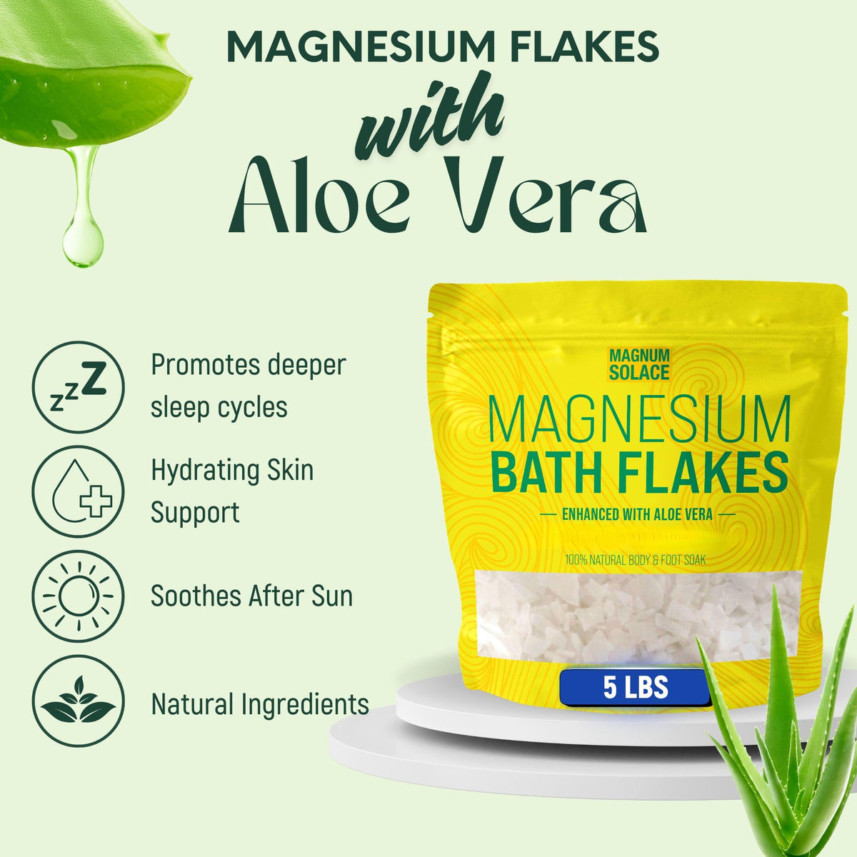 Magnum Solace close-up of magnesium flakes texture highlighting purity
