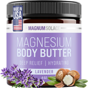 Magnum Solace front jar showing lavender label and compact packaging benefit