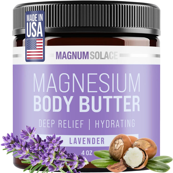 Magnum Solace front jar showing lavender label and compact packaging benefit