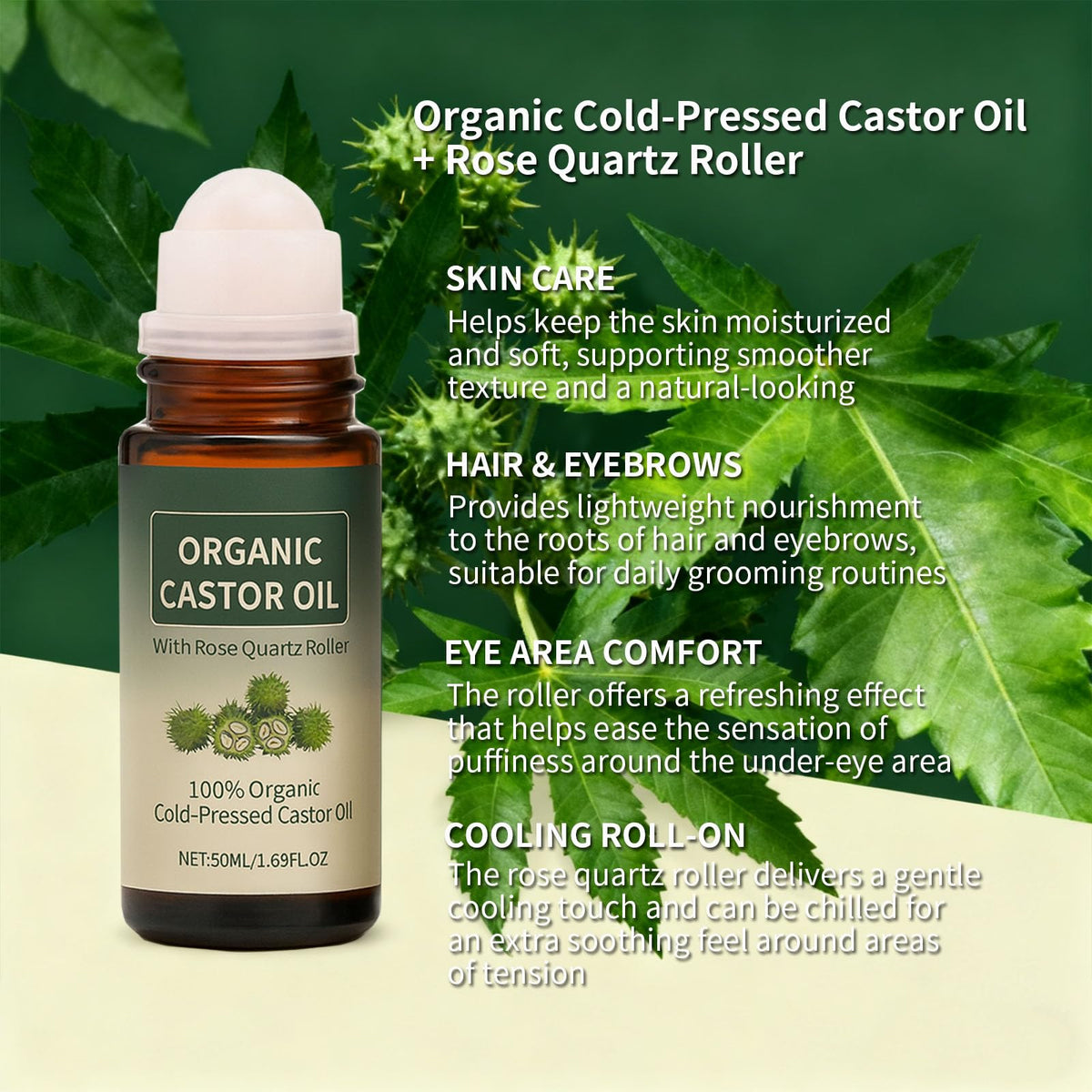 Maidlure amber glass bottle label protecting organic castor oil for longer freshness
