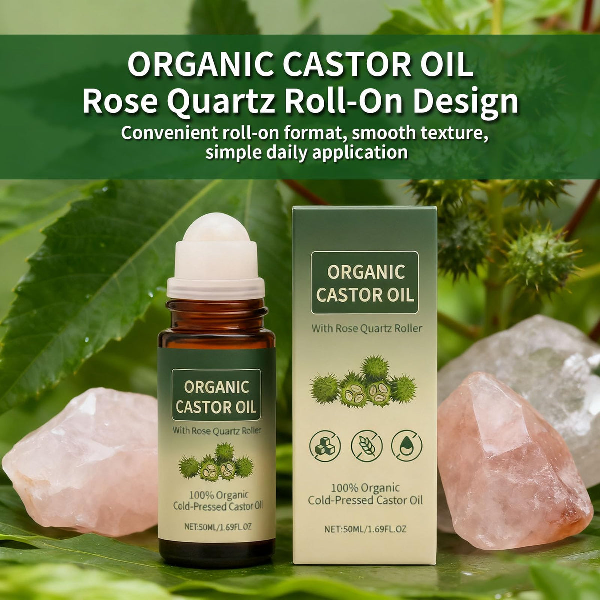 Maidlure rose quartz roller close-up with cool stone surface for soothing application
