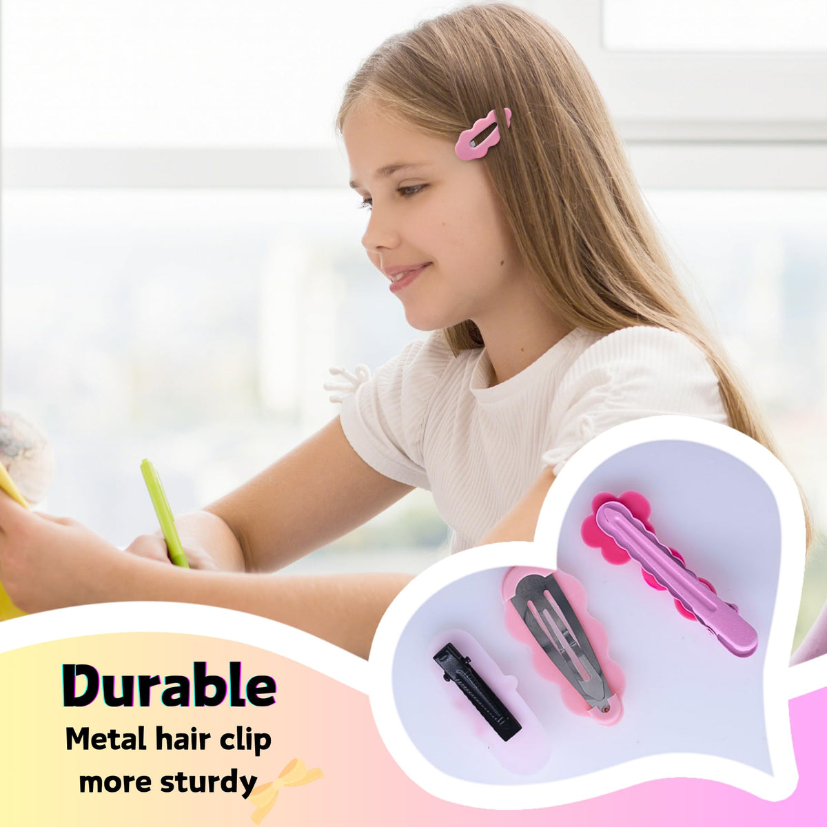 MAITIANISK clips in hand to show size scale and quick styling convenience