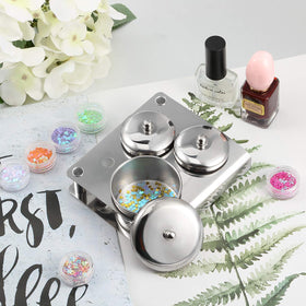 maitys cups containing glitter and powder displaying organized materials for faster work