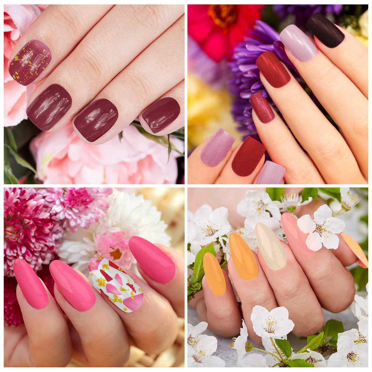 Maitys variety of colors spread showing glitter and solid options for mix-and-match looks