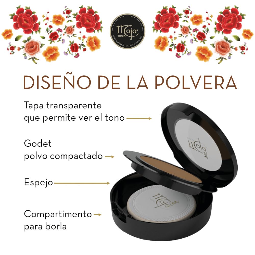 Maja pressed powder close-up texture highlighting smooth finish and easy blend
