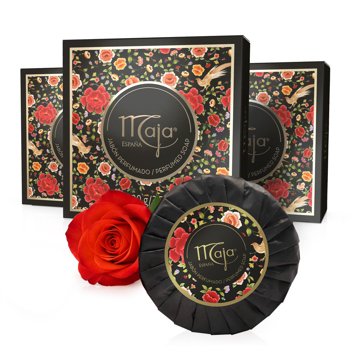 Maja front packaging shows vintage red-gold wrapper and visual luxury