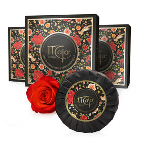 Maja front packaging shows vintage red-gold wrapper and visual luxury