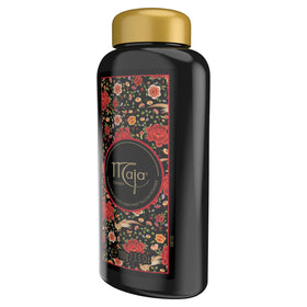 Maja 100 g talc next to travel items illustrating compact, portable size