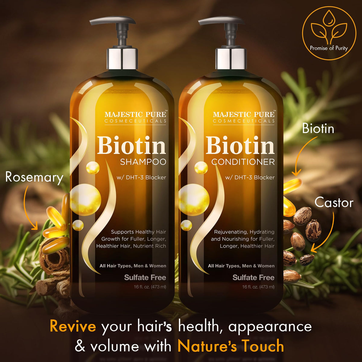 Majestic Pure before and after brushed hair showing improved manageability benefit
