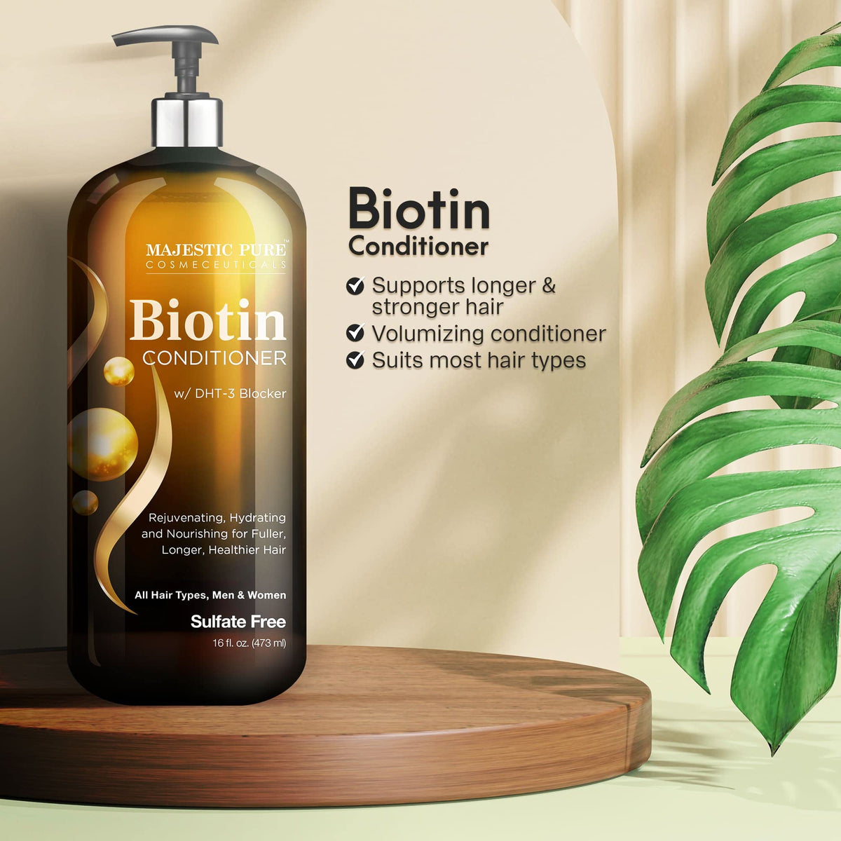 Majestic Pure conditioner being applied in shower for fuller-looking hair