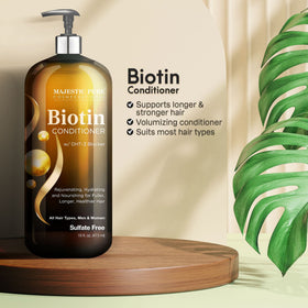 Majestic Pure conditioner being applied in shower for fuller-looking hair