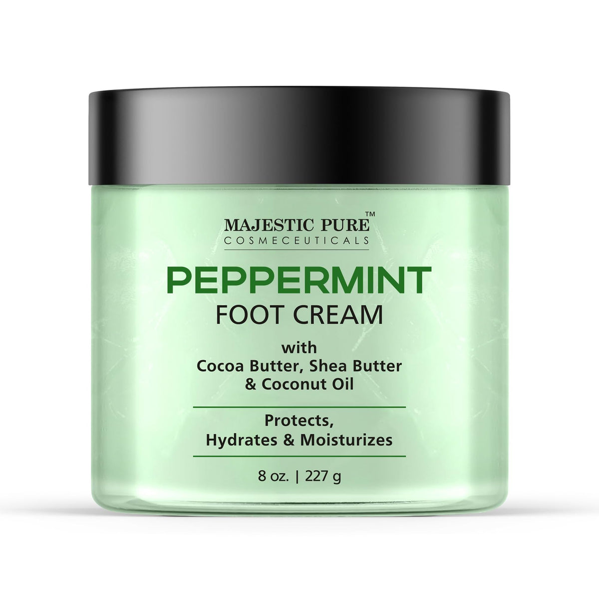 Majestic Pure front jar view showing clean packaging and soothing peppermint appeal