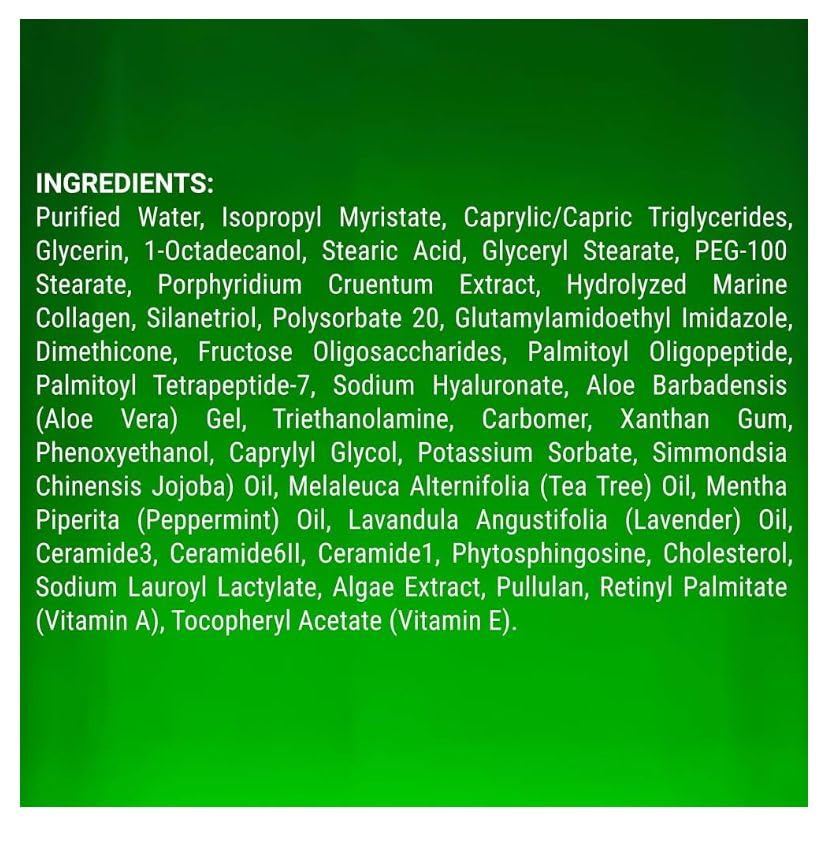 Majestic Pure ingredient label close-up listing ceramides and vitamins
