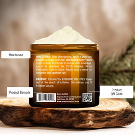 majestic pure product label highlighting biotin and sulfate-free formula