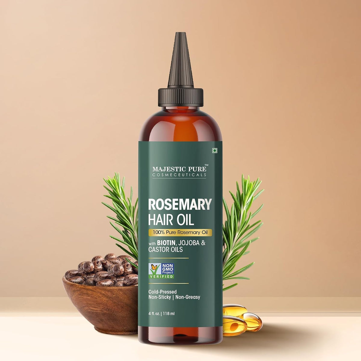 Majestic Pure rosemary oil pool texture showing lightweight absorption benefit