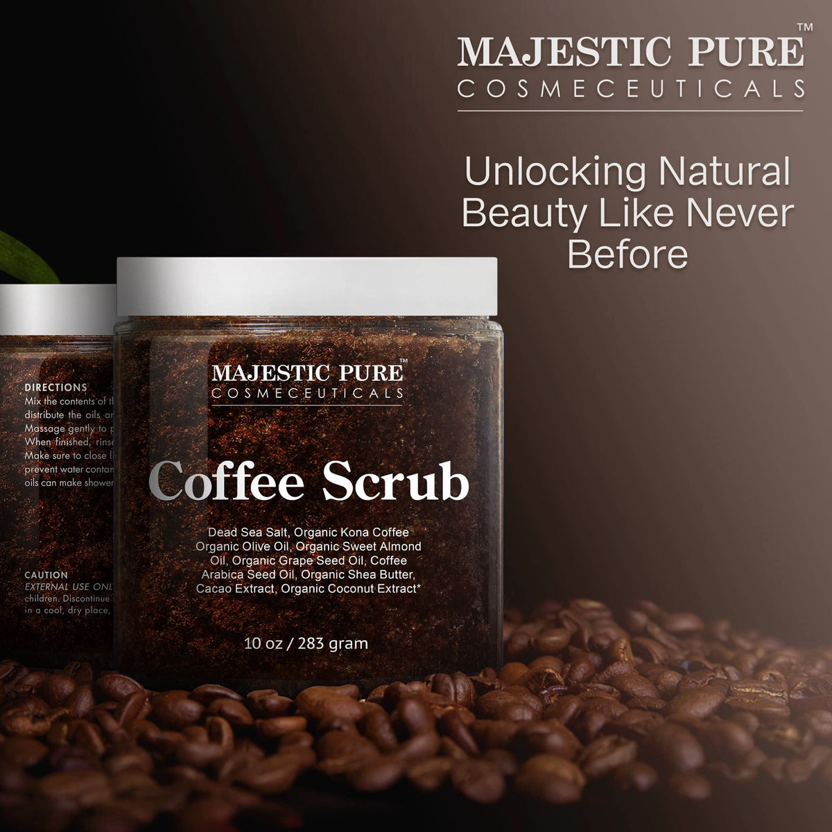 Majestic Pure scrub in a bathroom setting suggesting routine shower use