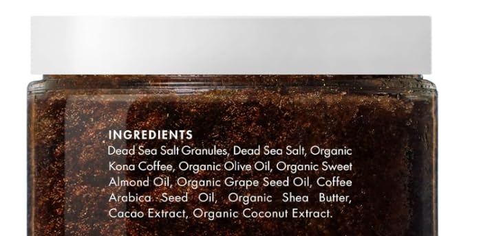 Majestic Pure scrub held in hand demonstrating creamy consistency and easy application