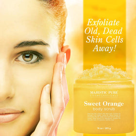 Majestic Pure close-up of scrub texture revealing salt crystals and creamy oils for exfoliation