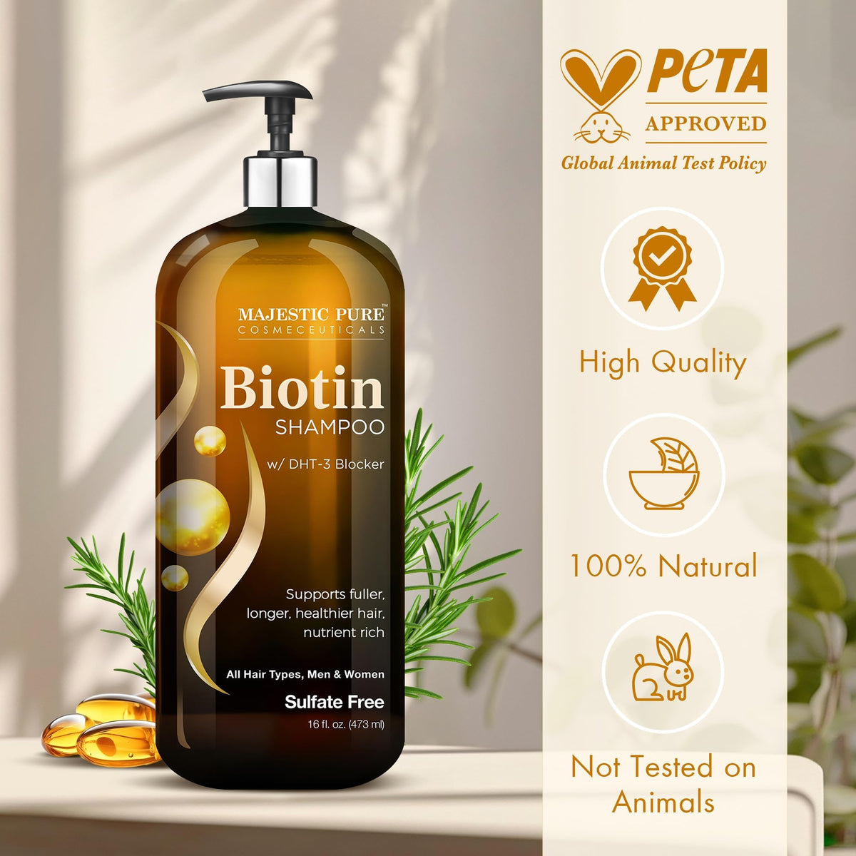 Majestic Pure shampoo in hands during application for smoothness