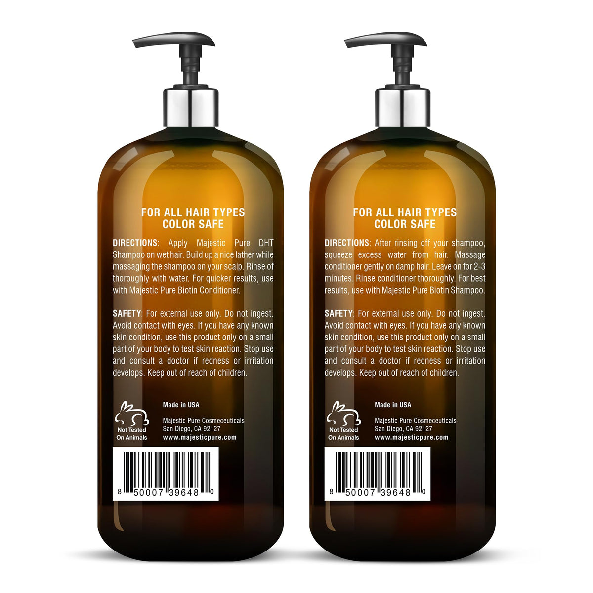 Majestic Pure bottle in hand to show 16 fl oz scale and convenience