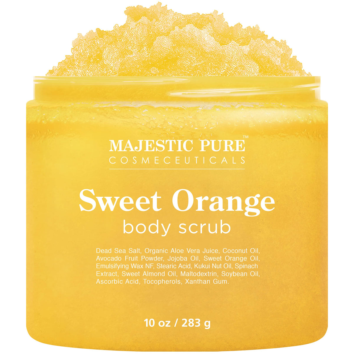 Majestic Pure front label showing bright orange packaging and product name benefits