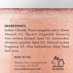 Majestic Pure close-up of salt and oil texture highlighting gentle exfoliation