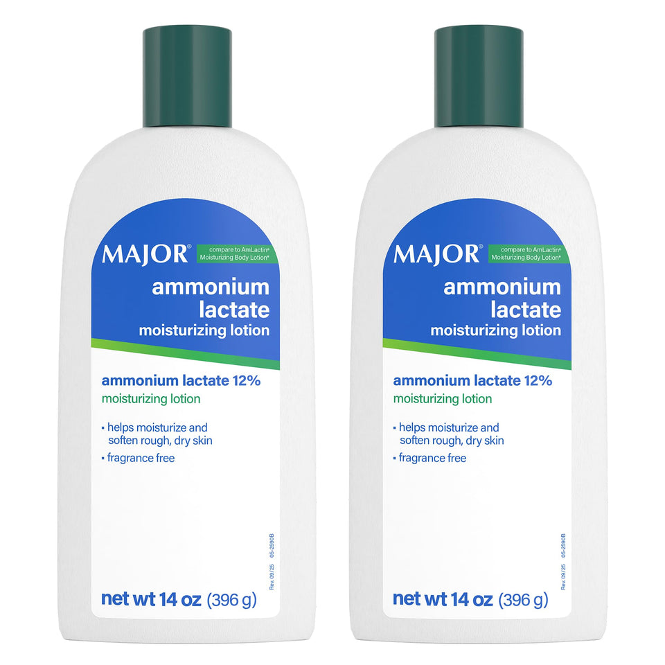 MAJOR front packaging of 12% ammonium lactate lotion showing size and fragrance-free label benefit