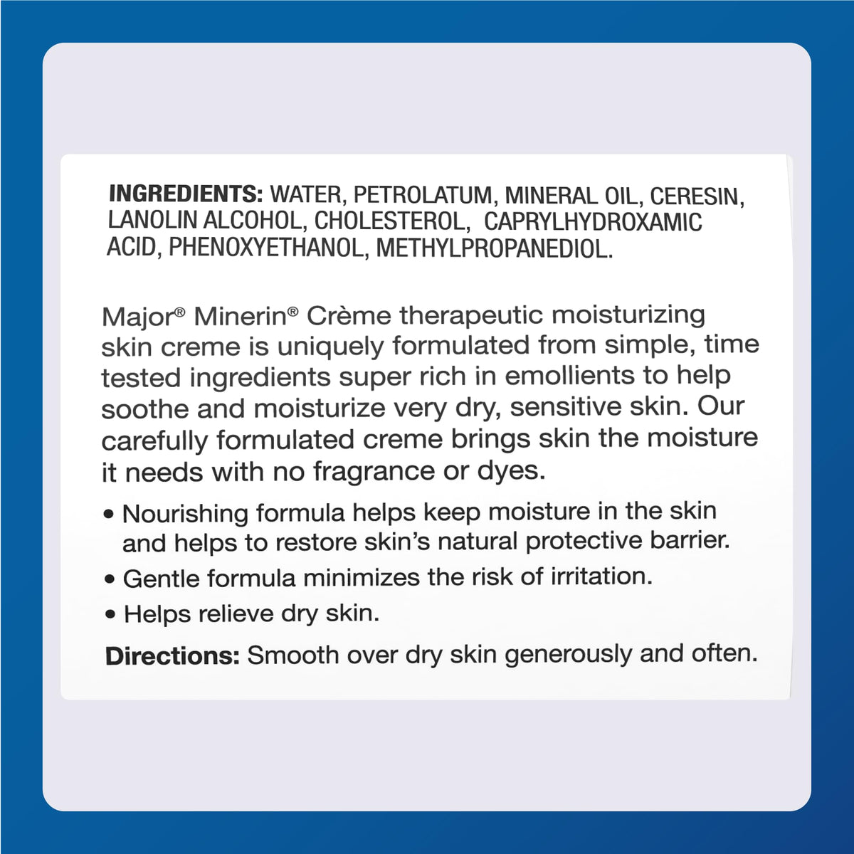 MAJOR Minerin Créme applied to heels demonstrating deep moisturization