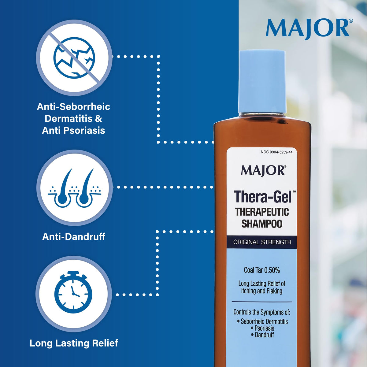 Major gel texture close-up showing smooth formula and easy application for scalp comfort