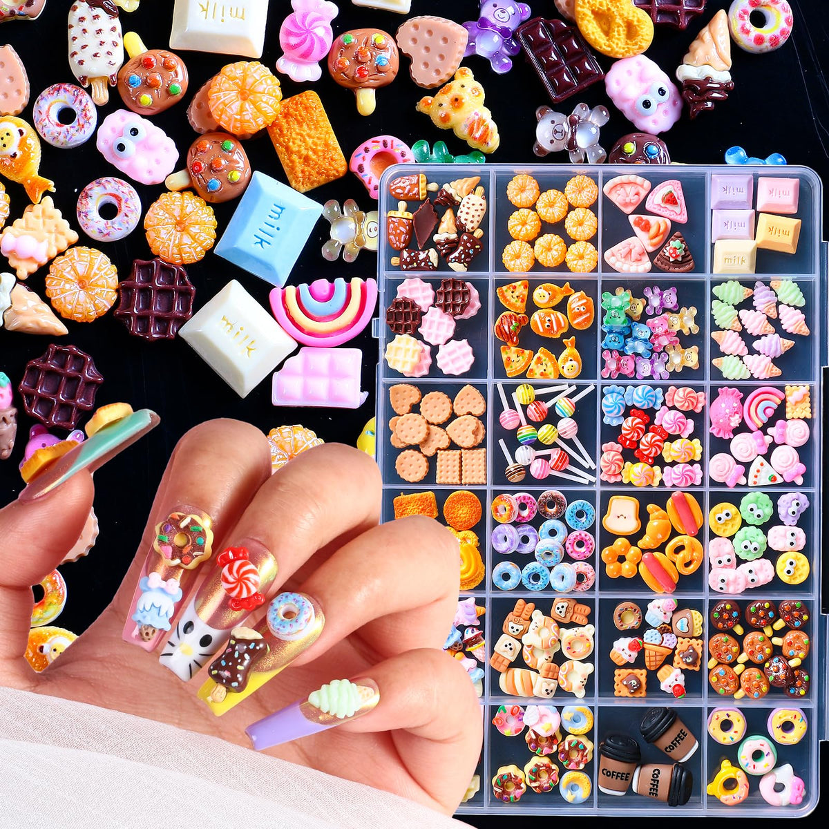 Major Dijit close-up of candy motif charms highlighting colorful detail