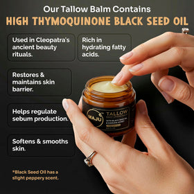 MAJU balm applied on hand demonstrating deep moisturization and absorption