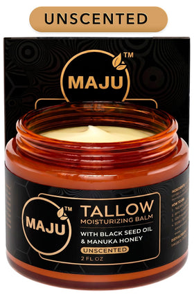 MAJU front jar shot showing label and amber glass preserving potency