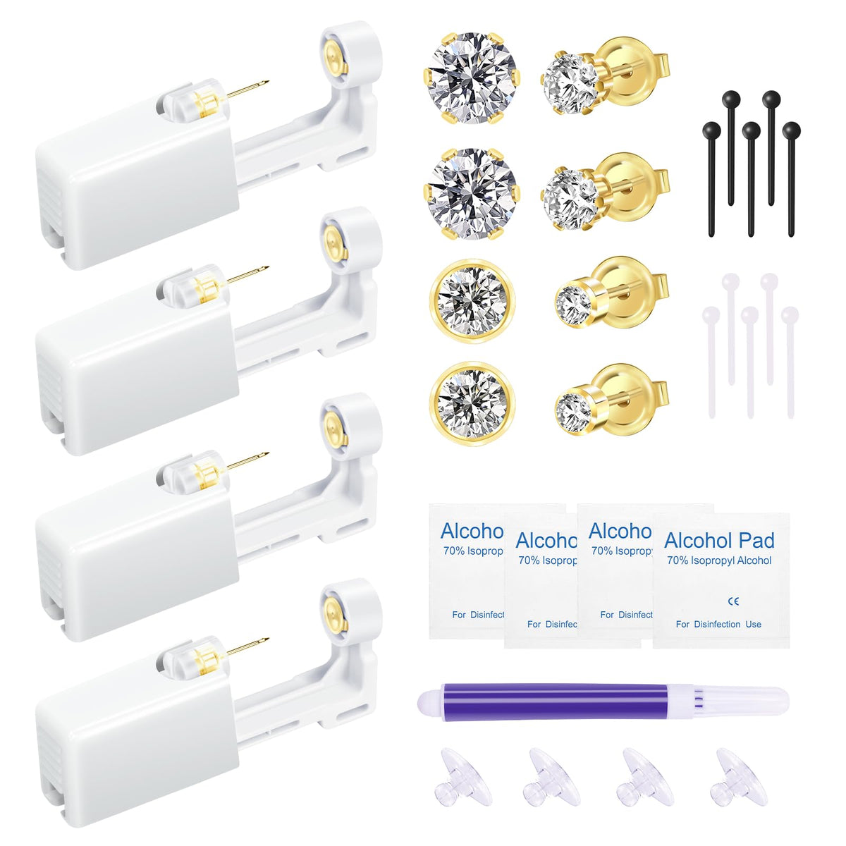 makalong front packaging showing gold piercing kit benefits sterilized components
