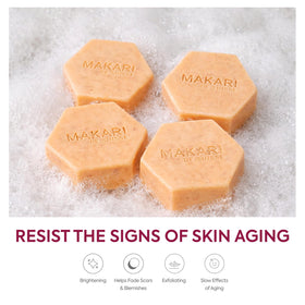 MAKARI soap side label with ingredients list highlighting botanical extracts